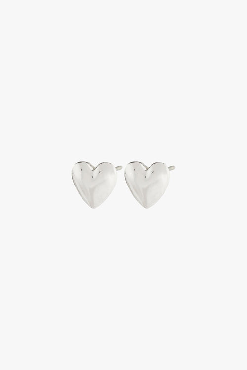 Sophia Recycled Puffy Heart Silver Stud Earrings ACC Jewellery Pilgrim   