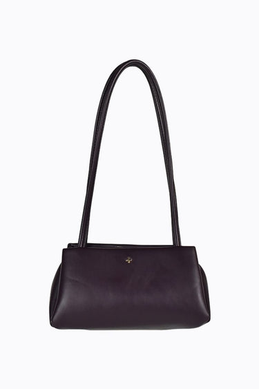 Idris Chocolate Vegan Leather Gold Hardware Shoulder Bag
