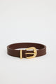 Dark Brown Gold Buckle Leather Belt
