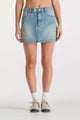 Moto Gasoline Blue Organic Cotton Denim Mini Skirt
