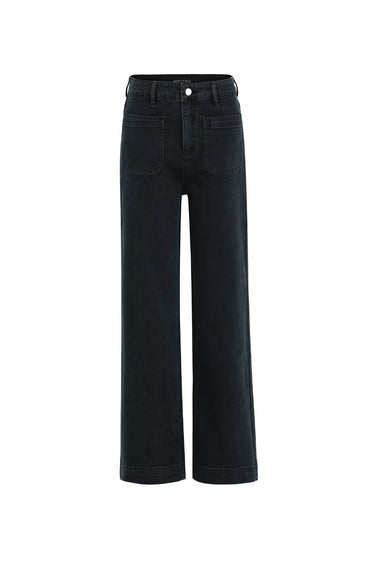 Zoey Black Petite High Rise Wide Leg Pocket Jean