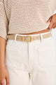 Sand Gold Buckle Leather Belt