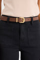 Dark Brown Gold Buckle Leather Belt