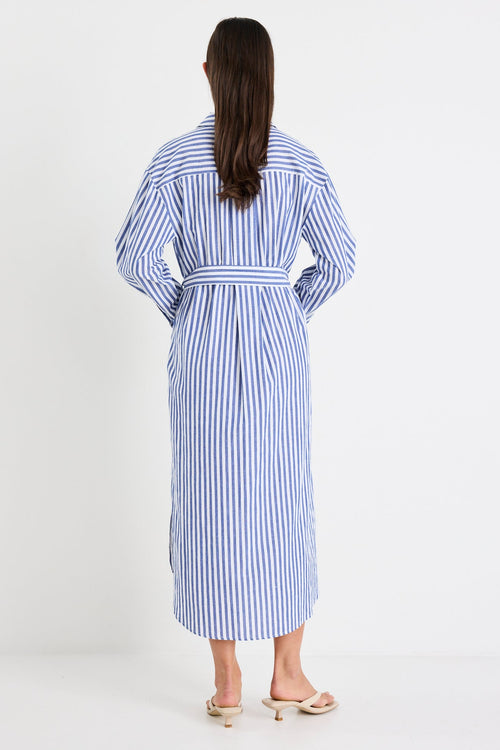 Shop Forward Blue Stripe Cotton Midi Shirt Dress | Flo & Frankie Shop Forward Blue Stripe Cotton Midi Shirt Dress | Flo & Frankie
