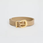 Sand Gold Buckle Leather Belt
