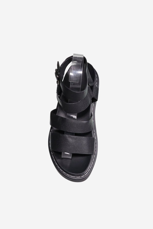 Sadie Black Milled Leather Sandal ACC Shoes - Slides, Sandals Minx   