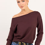 Incentive Chocolate Boatneck Off Shoulder Jumper
