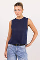 Salute Navy Relaxed Sleeveless Knit Top