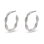Naja Pi Silver Twisted Small Hoop Earrings
