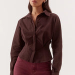Marlowe Espresso Fitted Waist LS Shirt