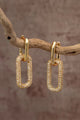 The Madison Gold Sparkle Rectangle Double Hoop Earring
