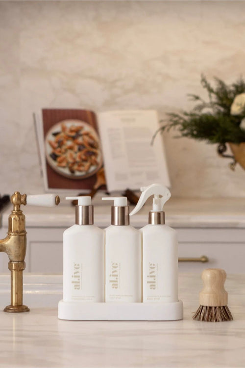 white kitchen supplies set