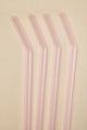 Pink Reuseable Pk 4 Glass Drinking Straws