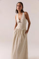 Hari Creme Silver Hardware Sleeveless Maxi Dress