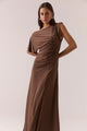 Miro Brownie Jersey Ruched Side SS Maxi Dress
