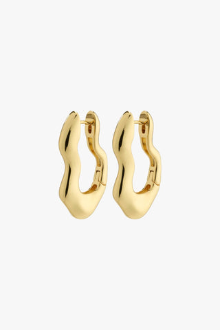 Wave Recycled Wavey Hoops Gold-Plated Earrings ACC Jewellery Pilgrim   