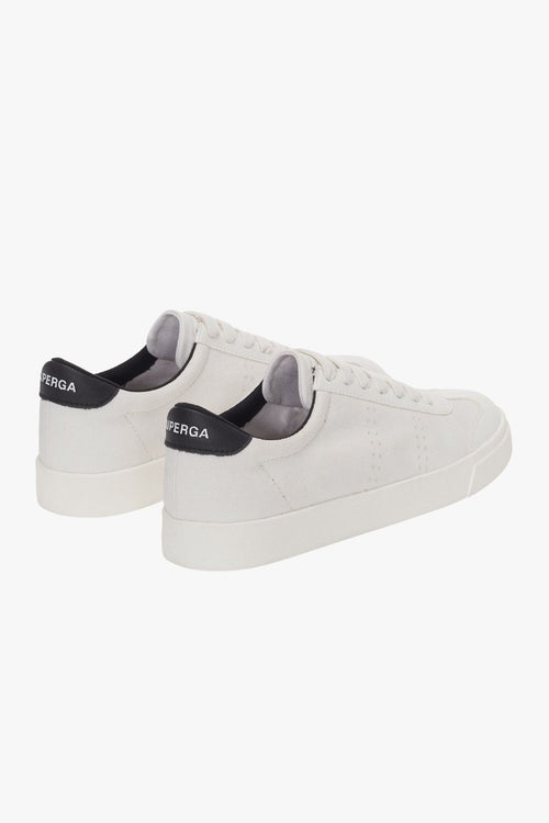 2843 White With Black Trim Club Canvas Grape-Faux Leather Sneaker ACC Shoes - Sneakers Superga   