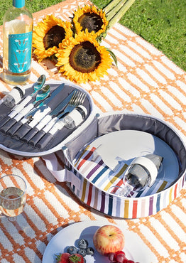 Country Living 2 Person Round Stripe Picnic Bag