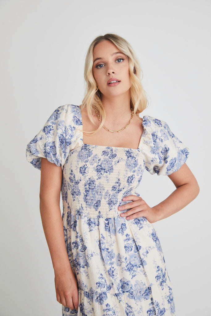 Shop Blue and White Floral Maxi Dress Online | Flo & Frankie