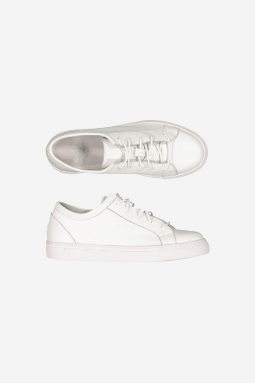 Shop Bandit White Flat Laced Leather Sneaker Flo Frankie