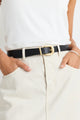Gold Buckle Black Leather Belt