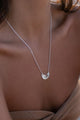 Moonbeams Sterling Silver Plate with Mint Stone Necklace