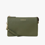 Tilly Multi Pocket Cactus Leather Crossbody Clutch