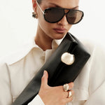 Danielle Black Gold Hardware Clutch