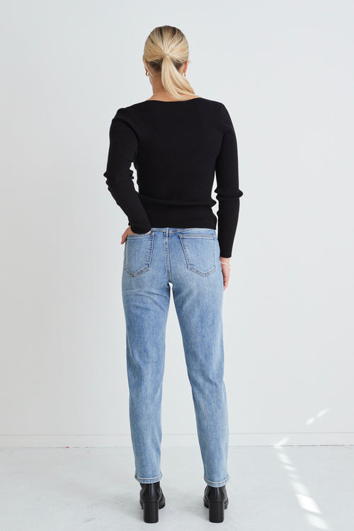 Tommy Mid Blue High Waist Straight Leg Jean WW Jeans Among the Brave   