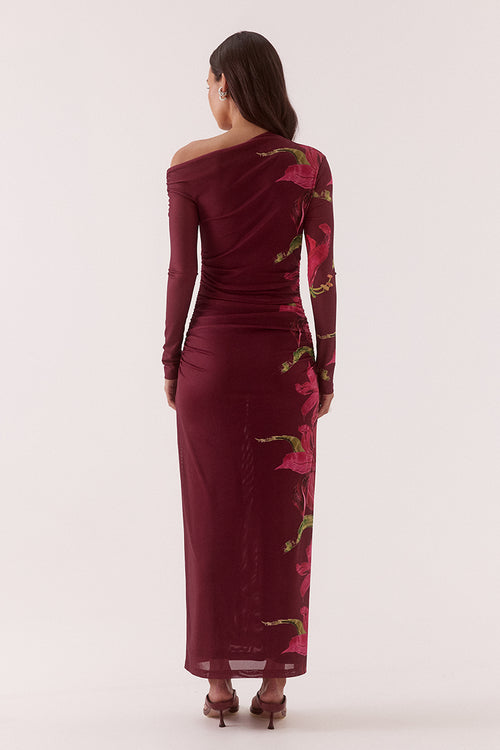 azalea wrap long sleeve maxi dress Azalea Chiffon Maxi Dress, Floral