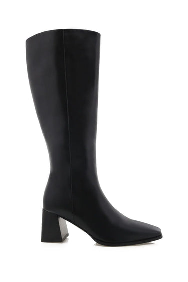 Verneta Black Knee High Mid Heel Boot