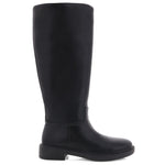 Xenith Black Faux Leather Knee High Flat Boot