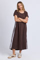 Recovery Chocolate Side Stripe SS Midi Dress
