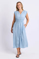 Bleu Light Blue Button Through Sleeveless Midi Dress