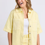 yellow denim shirt