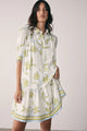 Tranquility Olive Floral Belted SS Mini Dress