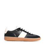 Antigo Black Suede Leather Stripe Casual Sneaker