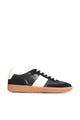 Antigo Black Suede Leather Stripe Casual Sneaker