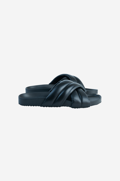 Pine Black Leather Cross Over Slide ACC Shoes - Slides, Sandals Walnut   