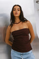 Bowie Chocolate Linen Blend Strapless Top