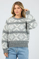 Zoia Charcoal Pattern Knit Crew