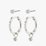 Elna Crystal Hoop Silver Set 2 Recycled Earrings ACC Jewellery Pilgrim   