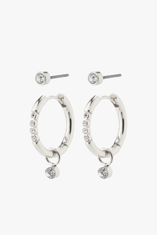 Elna Crystal Hoop Silver Set 2 Recycled Earrings ACC Jewellery Pilgrim   