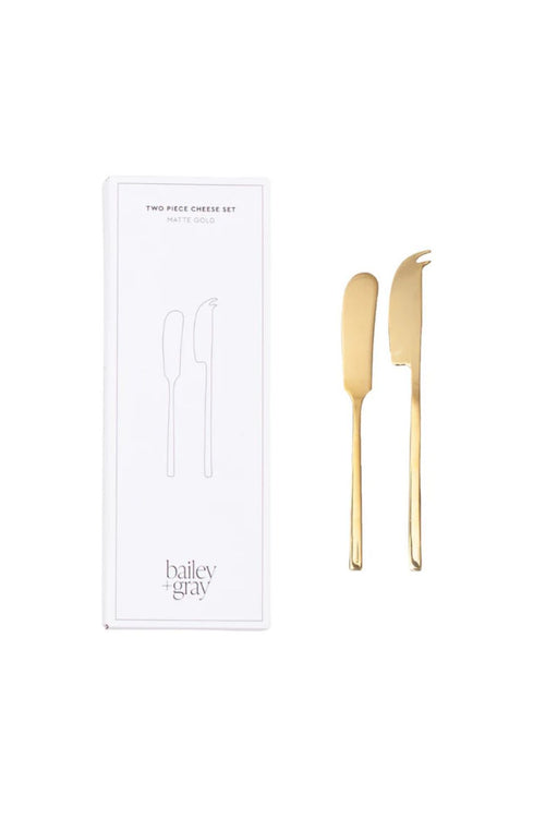 Matte Gold Two Piece Cheese Knife Set