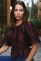 Prompt Burgundy Plum Bubble Sleeve Top