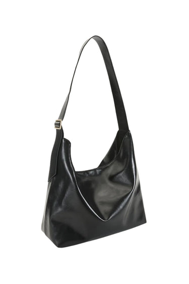 Sisa Black Shine Slouch Shoulder Bag