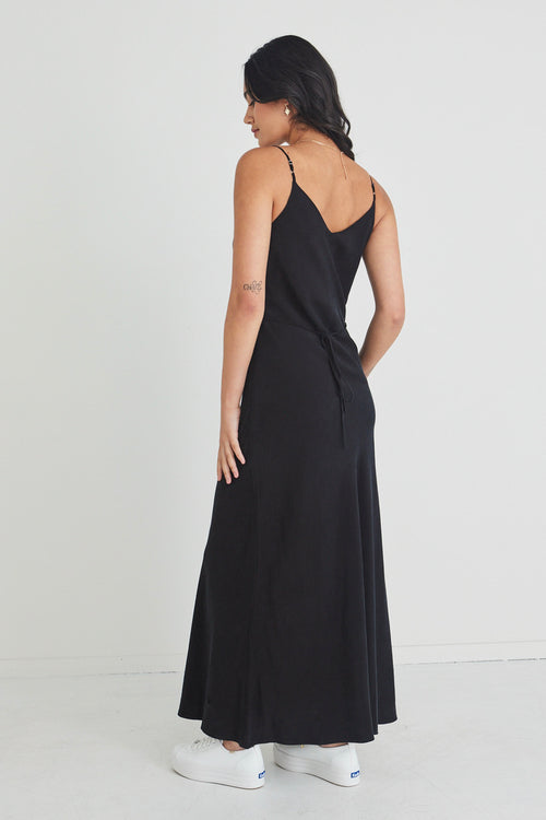 Moondance Black Cupro Bias Slip Midi Dress – Flo & Frankie