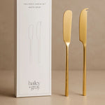 Matte Gold Two Piece Cheese Knife Set