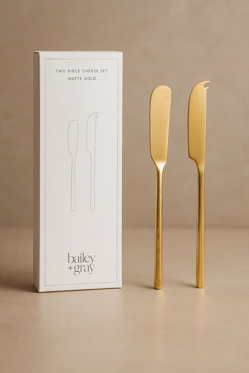 Matte Gold Two Piece Cheese Knife Set