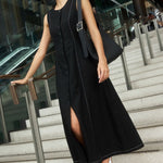 Guide Black Contrast Stitch Maxi Vest Dress